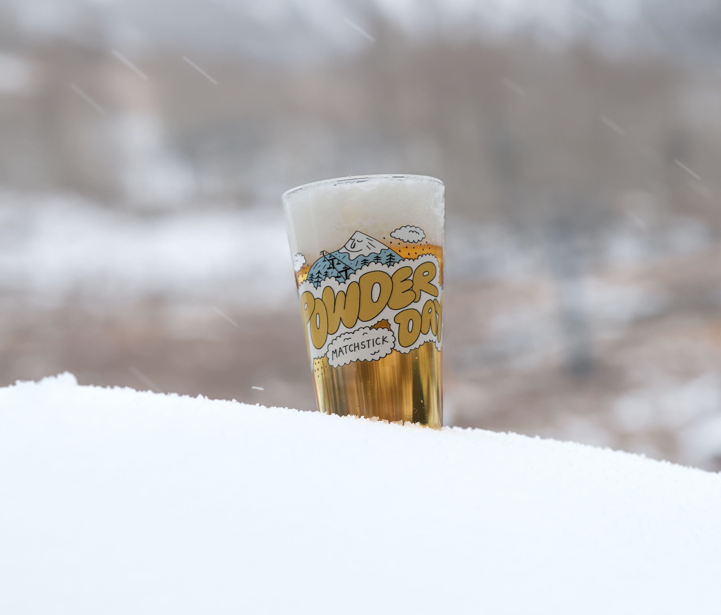 Matchstick X Lukey Collab Powder Day Pint Glass