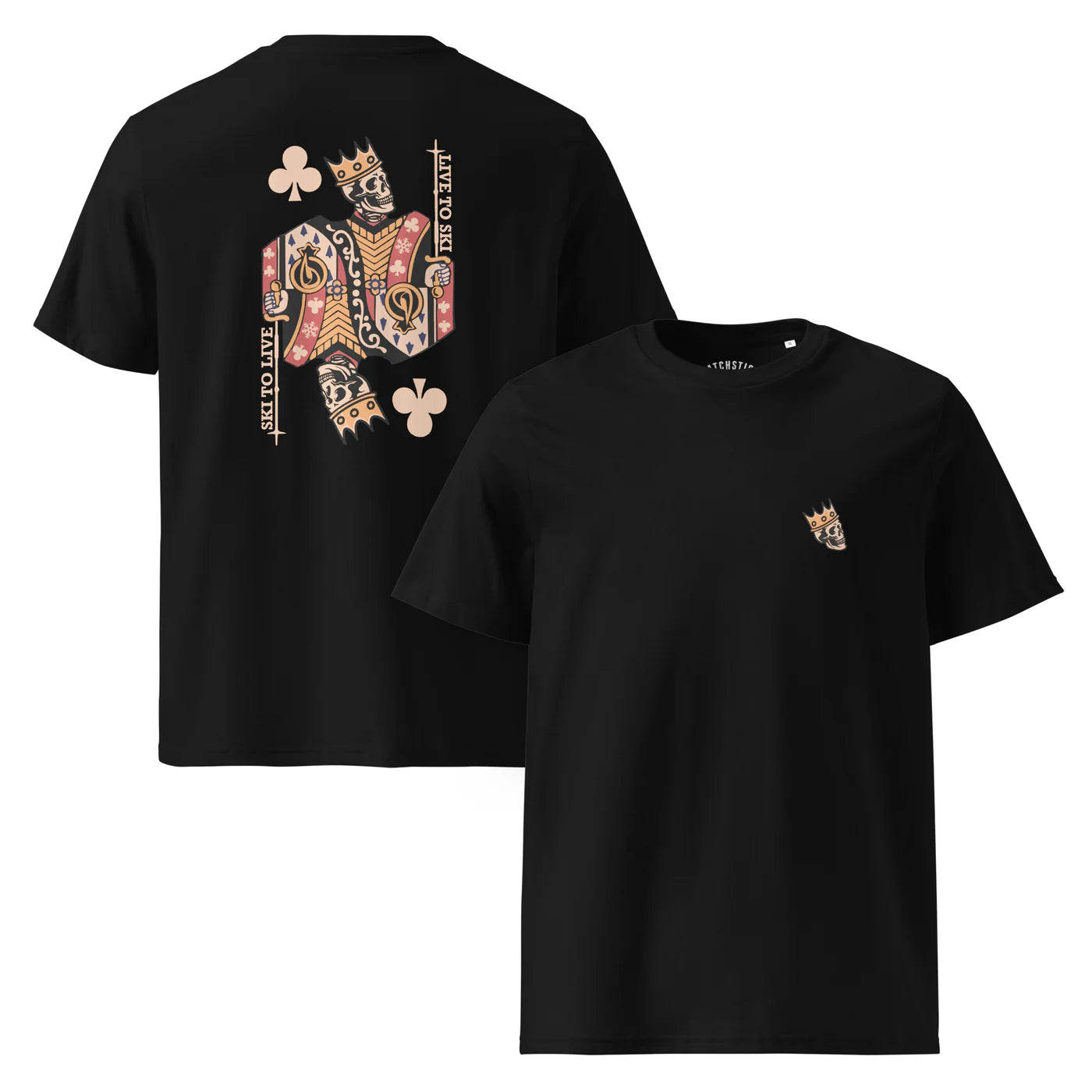 Live to Ski Skull King - Unisex organic t-shirt